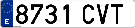 Ejemplo de matrícula de coche ordinaria 8731 CVT