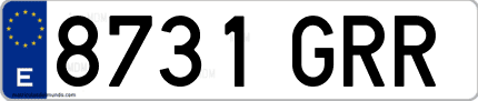 Ejemplo de matrícula de coche ordinaria 8731 GRR