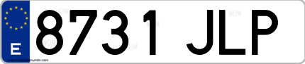 Ejemplo de matrícula de coche ordinaria 8731 JLP
