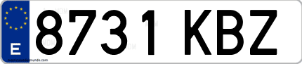 Ejemplo de matrícula de coche ordinaria 8731 KBZ