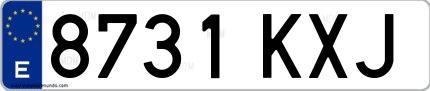 Ejemplo de matrícula española 8731 KXJ