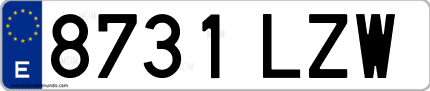 Ejemplo de matrícula de coche ordinaria 8731 LZW