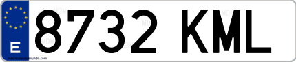 Ejemplo de matrícula de coche ordinaria 8732 KML