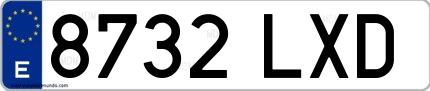Ejemplo de matrícula española 8732 LXD