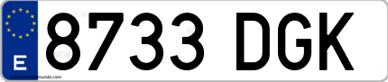 Ejemplo de matrícula de coche ordinaria 8733 DGK