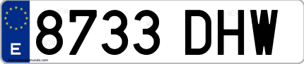Ejemplo de matrícula de coche ordinaria 8733 DHW