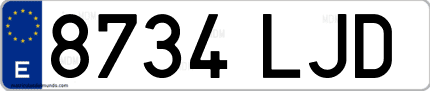 Ejemplo de matrícula de coche ordinaria 8734 LJD