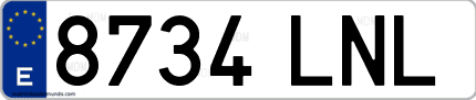 Ejemplo de matrícula de coche ordinaria 8734 LNL