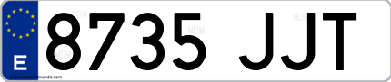 Ejemplo de matrícula de coche ordinaria 8735 JJT