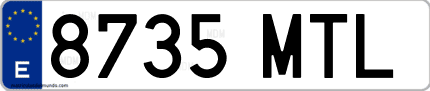 Ejemplo de matrícula de coche ordinaria 8735 MTL