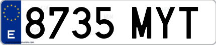 Ejemplo de matrícula de coche ordinaria 8735 MYT