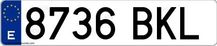 Ejemplo de matrícula española 8736 BKL