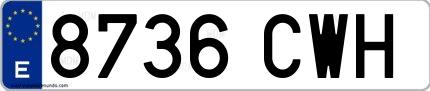 Ejemplo de matrícula española 8736 CWH