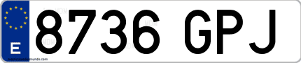 Ejemplo de matrícula de coche ordinaria 8736 GPJ