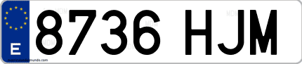 Ejemplo de matrícula de coche ordinaria 8736 HJM