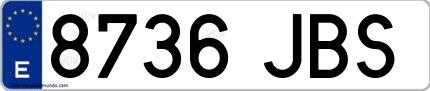 Ejemplo de matrícula española 8736 JBS