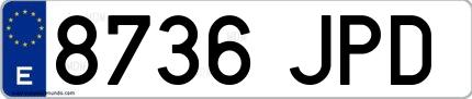 Ejemplo de matrícula española 8736 JPD