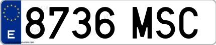 Ejemplo de matrícula española 8736 MSC
