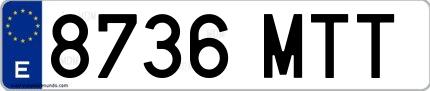 Ejemplo de matrícula española 8736 MTT