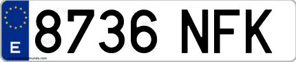 Ejemplo de matrícula de coche ordinaria 8736 NFK