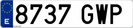 Ejemplo de matrícula española 8737 GWP