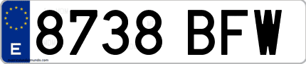 Ejemplo de matrícula de coche ordinaria 8738 BFW