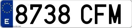 Ejemplo de matrícula española 8738 CFM