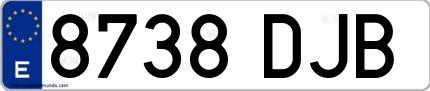 Ejemplo de matrícula española 8738 DJB