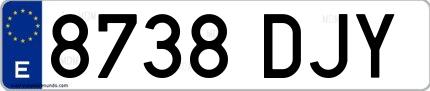 Ejemplo de matrícula española 8738 DJY