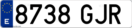 Ejemplo de matrícula de coche ordinaria 8738 GJR