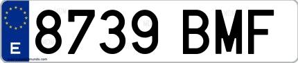 Ejemplo de matrícula española 8739 BMF