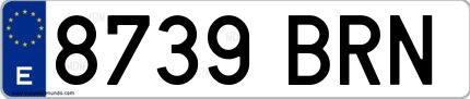 Ejemplo de matrícula española 8739 BRN