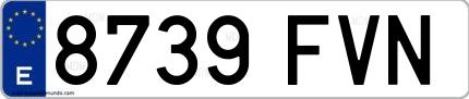 Ejemplo de matrícula española 8739 FVN