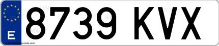 Ejemplo de matrícula española 8739 KVX
