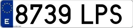 Ejemplo de matrícula española 8739 LPS