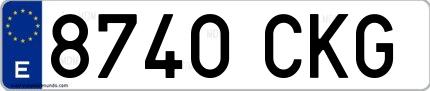 Ejemplo de matrícula española 8740 CKG