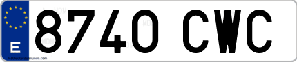 Ejemplo de matrícula de coche ordinaria 8740 CWC