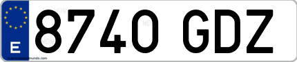 Ejemplo de matrícula de coche ordinaria 8740 GDZ
