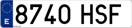 Ejemplo de matrícula española 8740 HSF