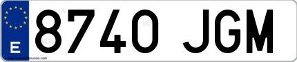 Ejemplo de matrícula española 8740 JGM