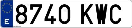 Ejemplo de matrícula española 8740 KWC