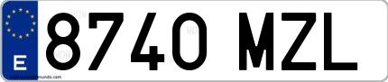Ejemplo de matrícula española 8740 MZL