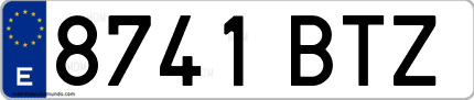 Ejemplo de matrícula de coche ordinaria 8741 BTZ