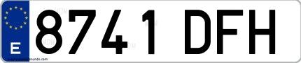 Ejemplo de matrícula española 8741 DFH