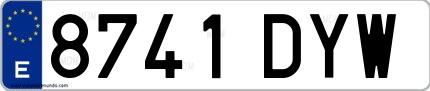 Ejemplo de matrícula española 8741 DYW
