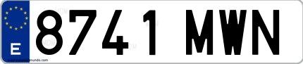 Ejemplo de matrícula de coche ordinaria 8741 MWN