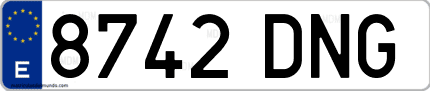 Ejemplo de matrícula de coche ordinaria 8742 DNG