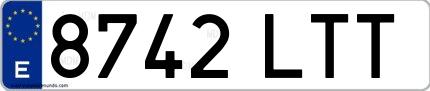 Ejemplo de matrícula española 8742 LTT