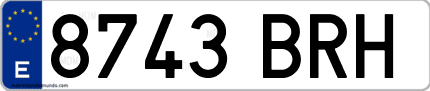 Ejemplo de matrícula de coche ordinaria 8743 BRH
