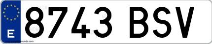 Ejemplo de matrícula de coche ordinaria 8743 BSV